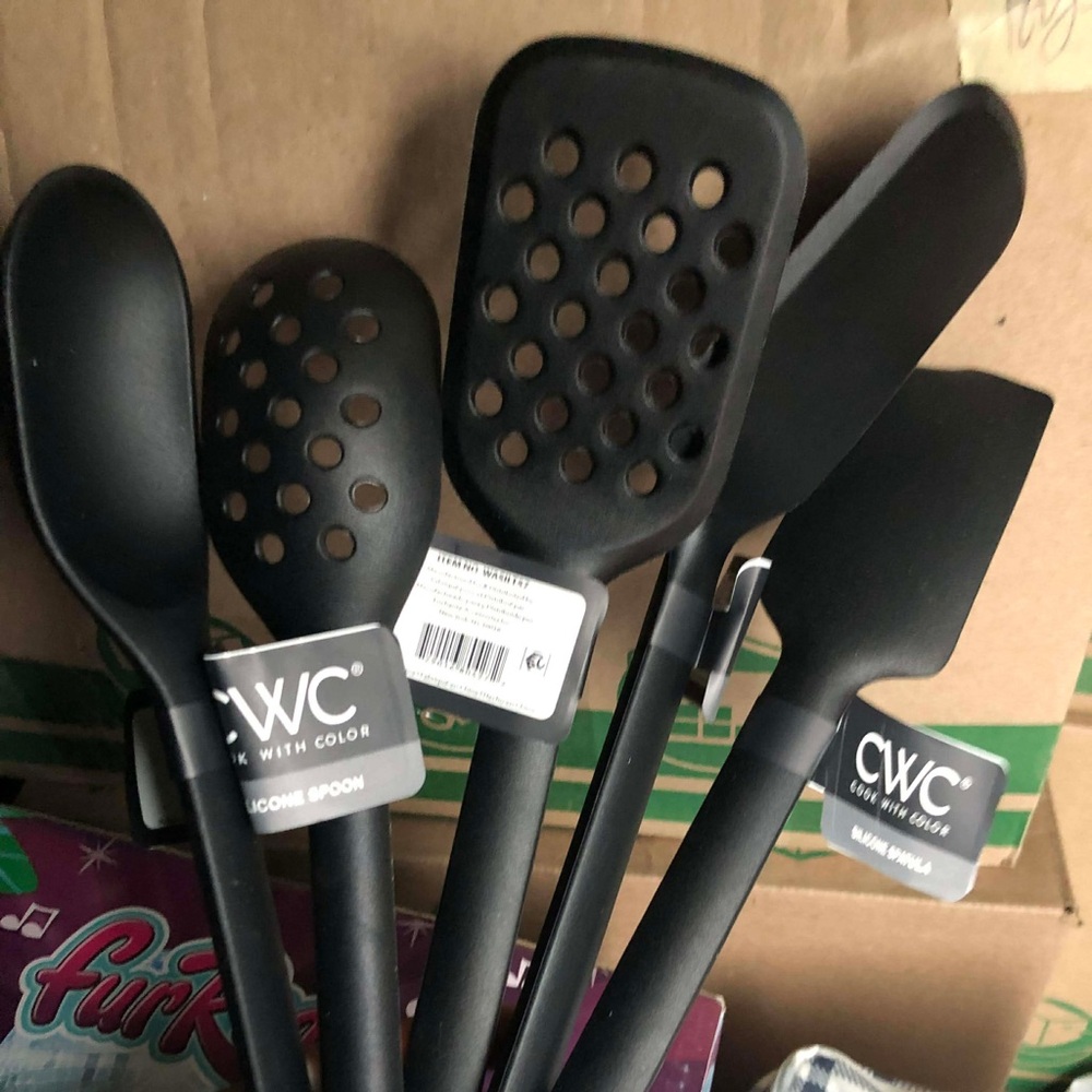 CWC black silicone 5 piece cooking utensils set